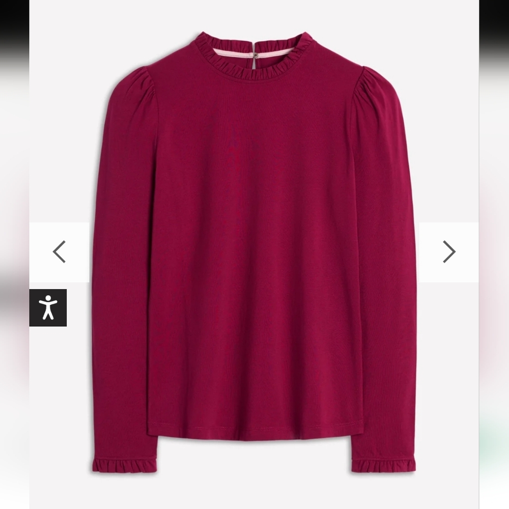 Boden Long Sleeve Top - Deep Burgandy Red